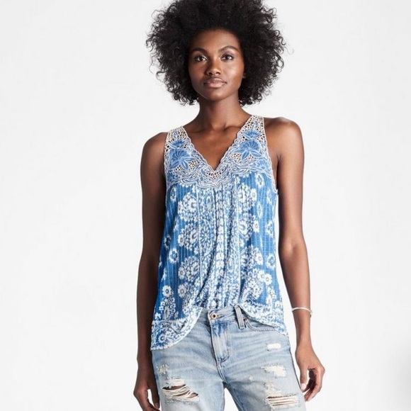 LUCKY BRAND, FLORAL LACE YOKE TANK - Picture 15 of 16